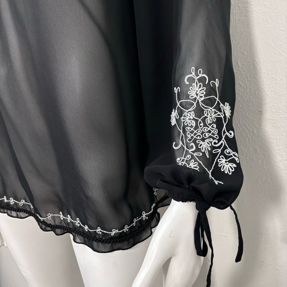 Lane Bryant Womens Sheer Black Shirt Tunic Top Blouse Vneck Plus Sz 14/16 - Picture 4 of 6